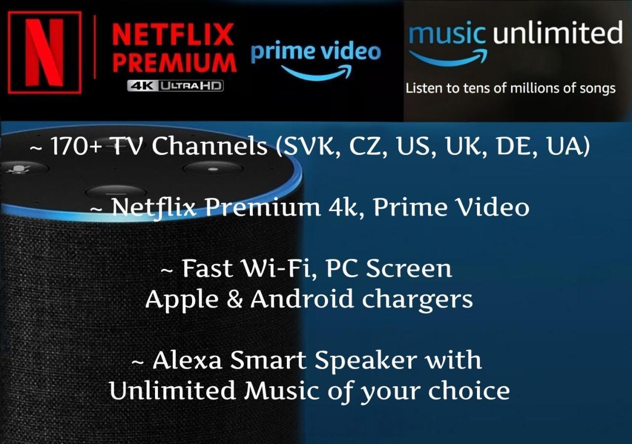 E1 Luxury Oldtown Apt - 2X Parking, Foodstore, Pcscreen, Netflix, Unlimited Music, Crib, Babychair, Fastwifi, Aircon Lägenhet Košice Exteriör bild